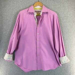 Robert Graham Pink Madras Plaid Flip Cuff LS Button Front Shirt‎ Mens Sz XL READ